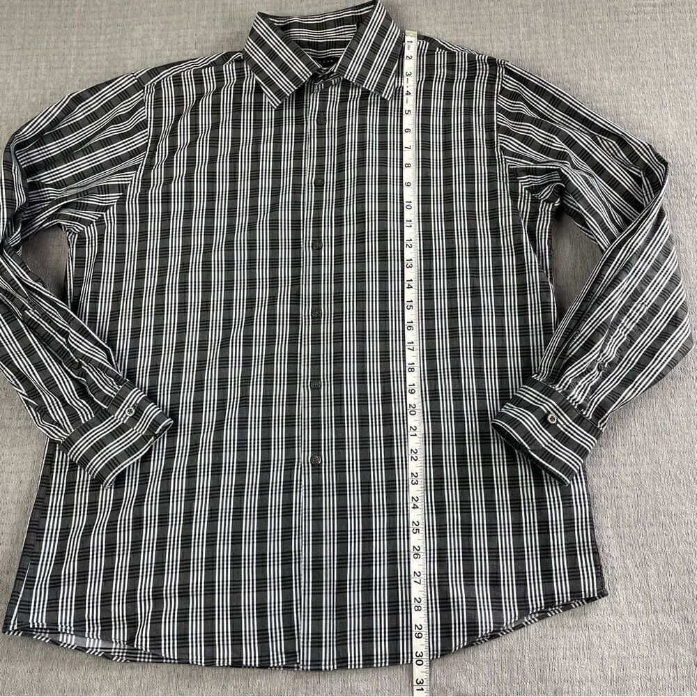 Sean John Black & White Plaid Long Sleeve Collared Dress Shirt Men’s 17 34/35 - Picture 4 of 6